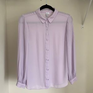 Size small purple high neck button up blouse